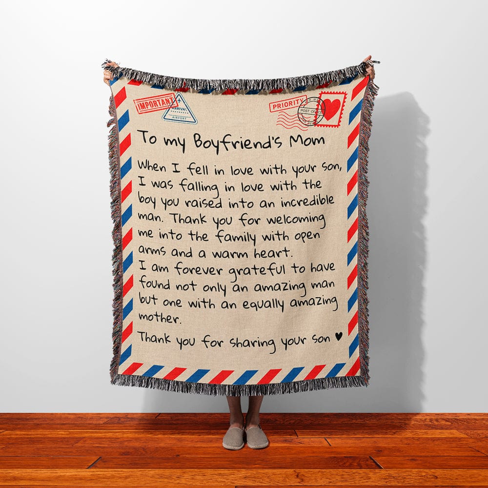 To My Boyfriend's Mom - 100% Cotton Woven Blanket - Giant Love Letter - WB05