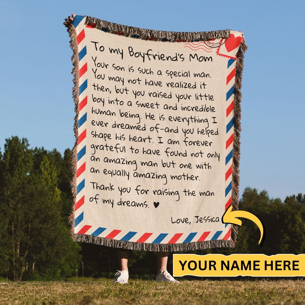 To My Boyfriend's Mom - 100% Cotton Woven Blanket - Giant Love Letter - WB08