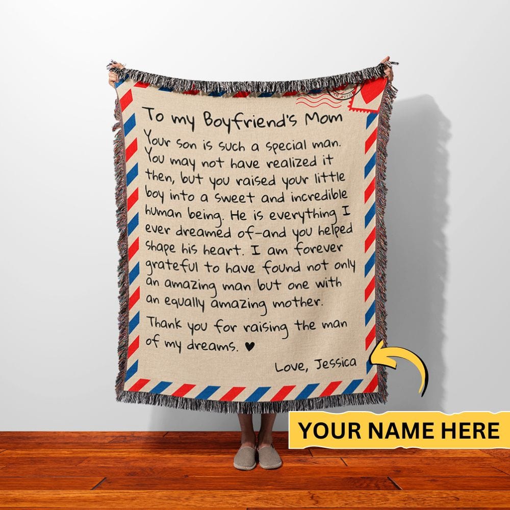 To My Boyfriend's Mom - 100% Cotton Woven Blanket - Giant Love Letter - WB08
