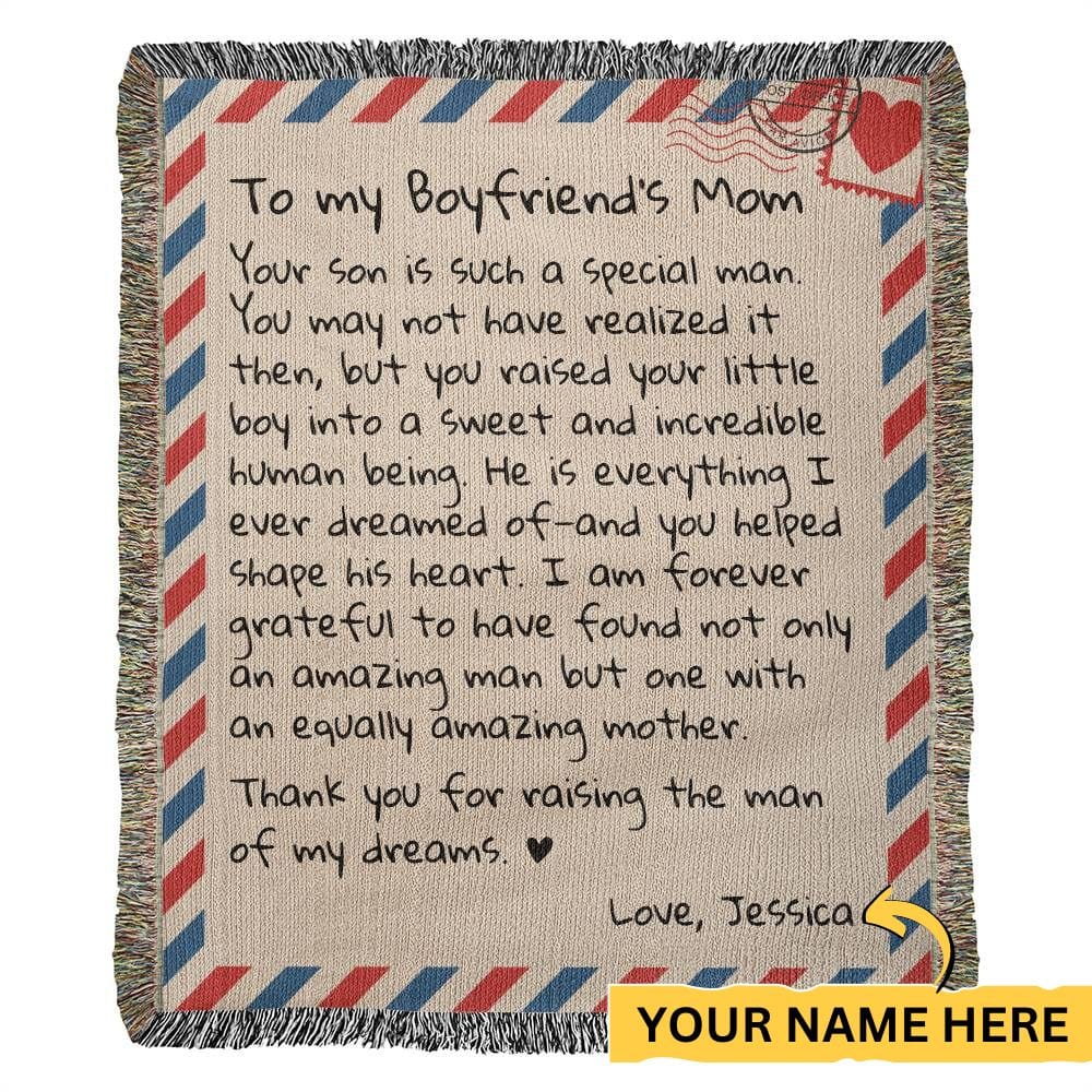 To My Boyfriend's Mom - 100% Cotton Woven Blanket - Giant Love Letter - WB08