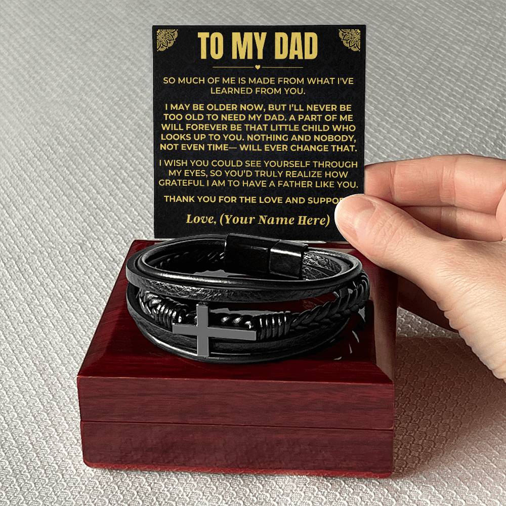 To My Dad - I Love & Appreciate You - Cross Braided Bracelet - Gift Set - SS618