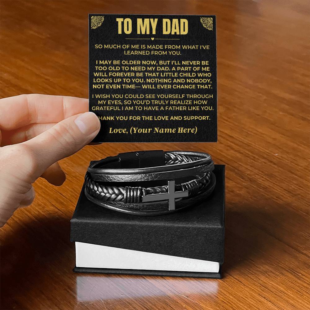 To My Dad - I Love & Appreciate You - Cross Braided Bracelet - Gift Set - SS618