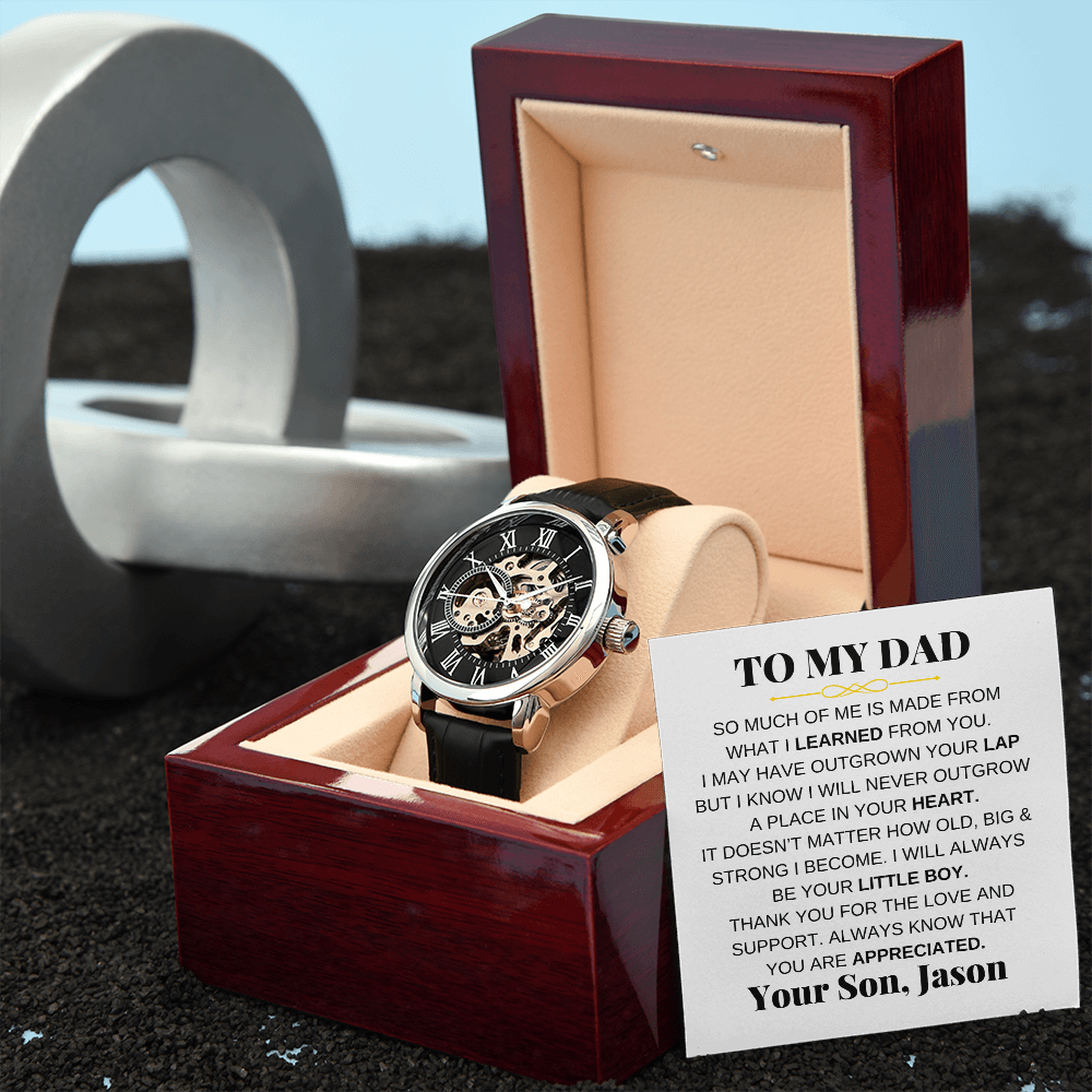 To My Dad - Premium Automatic Openwork Watch - Gift Set - SS214