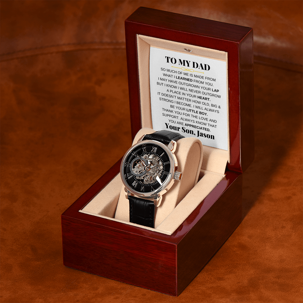 To My Dad - Premium Automatic Openwork Watch - Gift Set - SS214