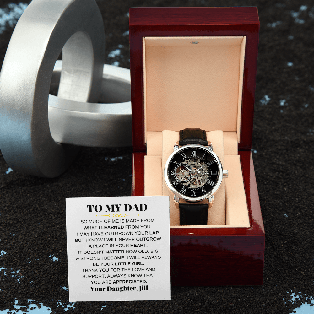 To My Dad - Premium Automatic Openwork Watch - Gift Set - SS214D