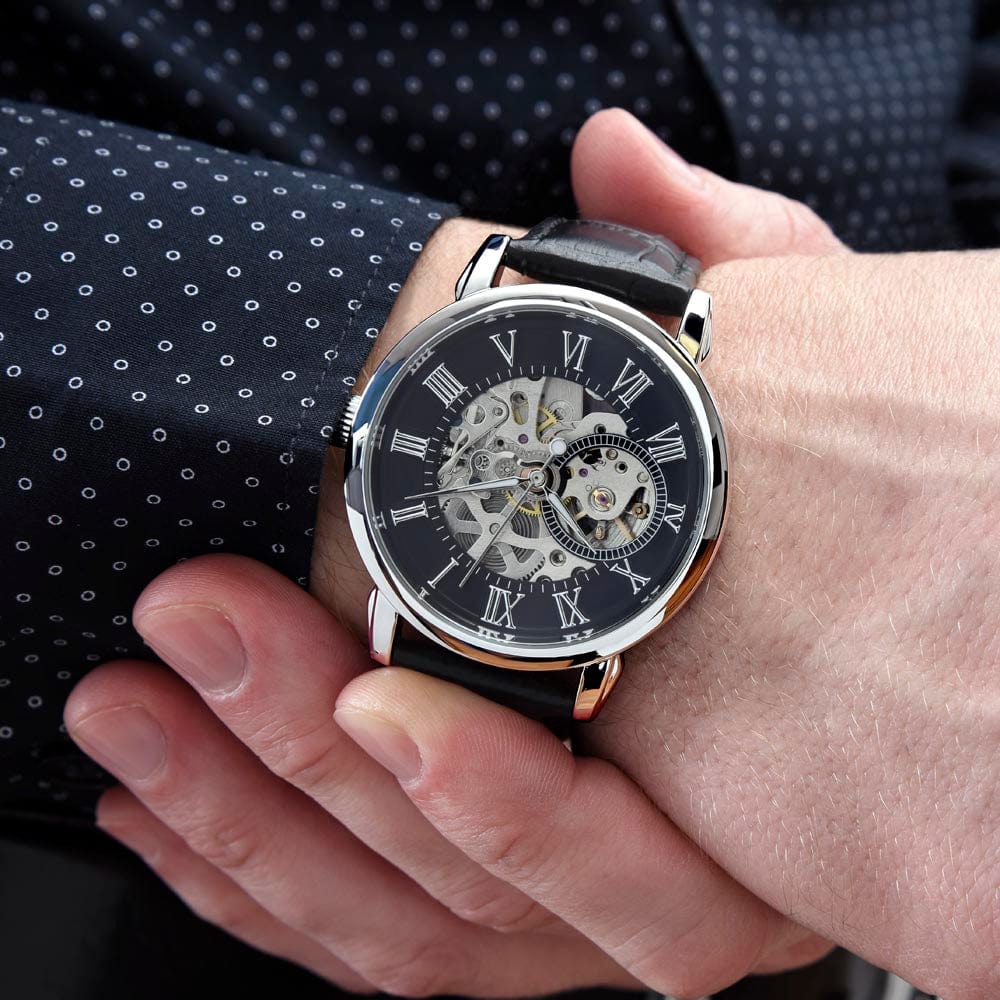 To My Dad - Premium Automatic Openwork Watch - Gift Set - SS214D