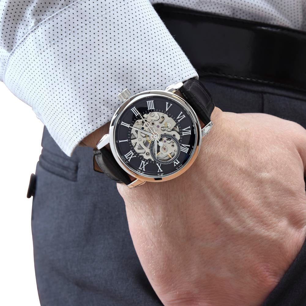 To My Dad - Premium Automatic Openwork Watch - Gift Set - SS245