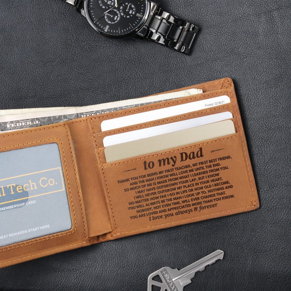 To My Dad - You Are Loved & Appreciated - Engraved Premium Bi-fold Leather Wallet Gift - SS627