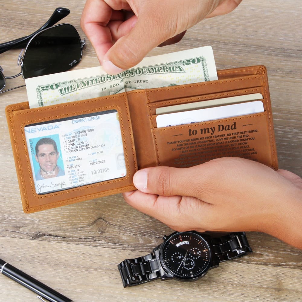 To My Dad - You Are Loved & Appreciated - Engraved Premium Bi-fold Leather Wallet Gift - SS627