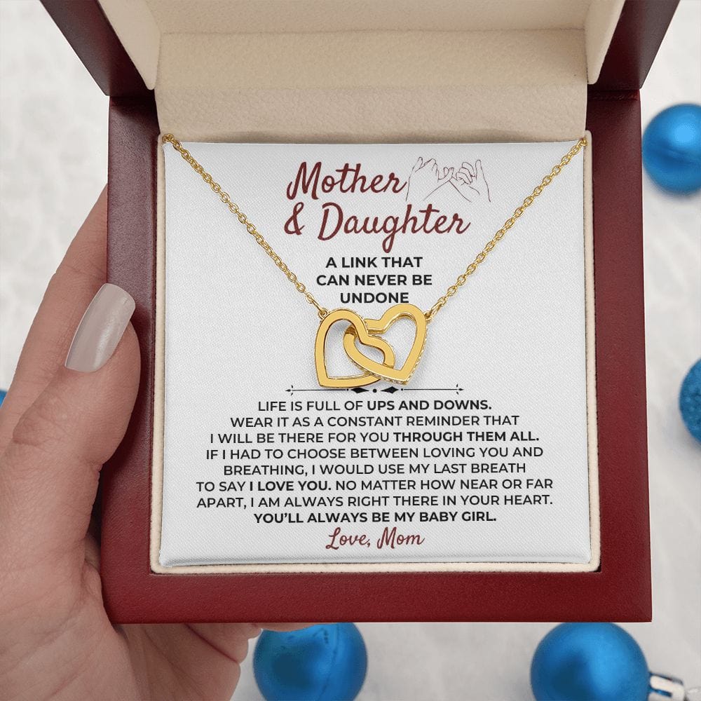 To My Daughter - Love, Mom - Beautiful Linked Hearts Gift Set - SS398