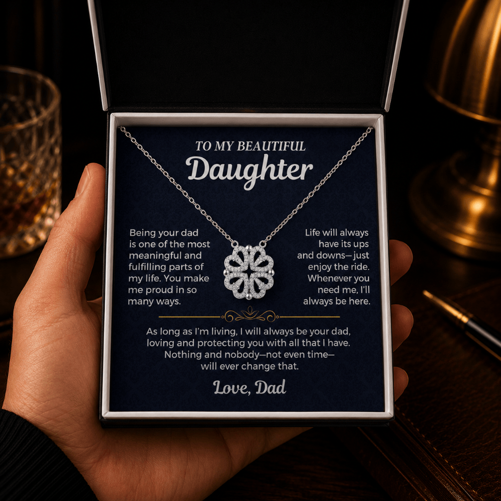 To My Daughter - Being Your Dad - Magnetic Hearts Necklace Gift Set - SS619