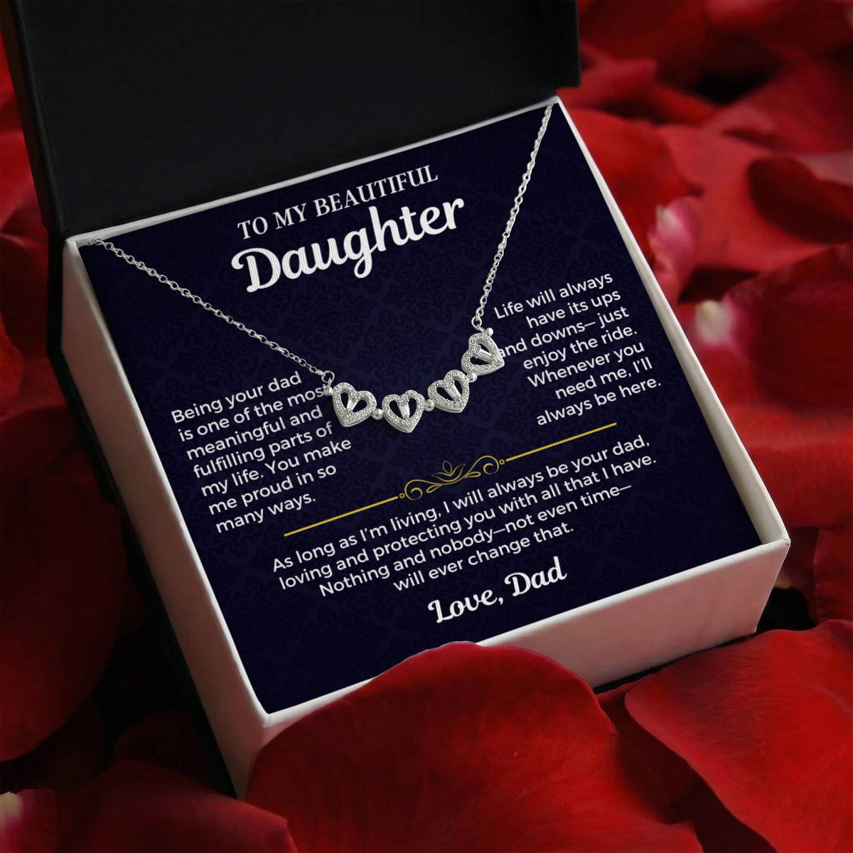To My Daughter - Being Your Dad - Magnetic Hearts Necklace Gift Set - SS619