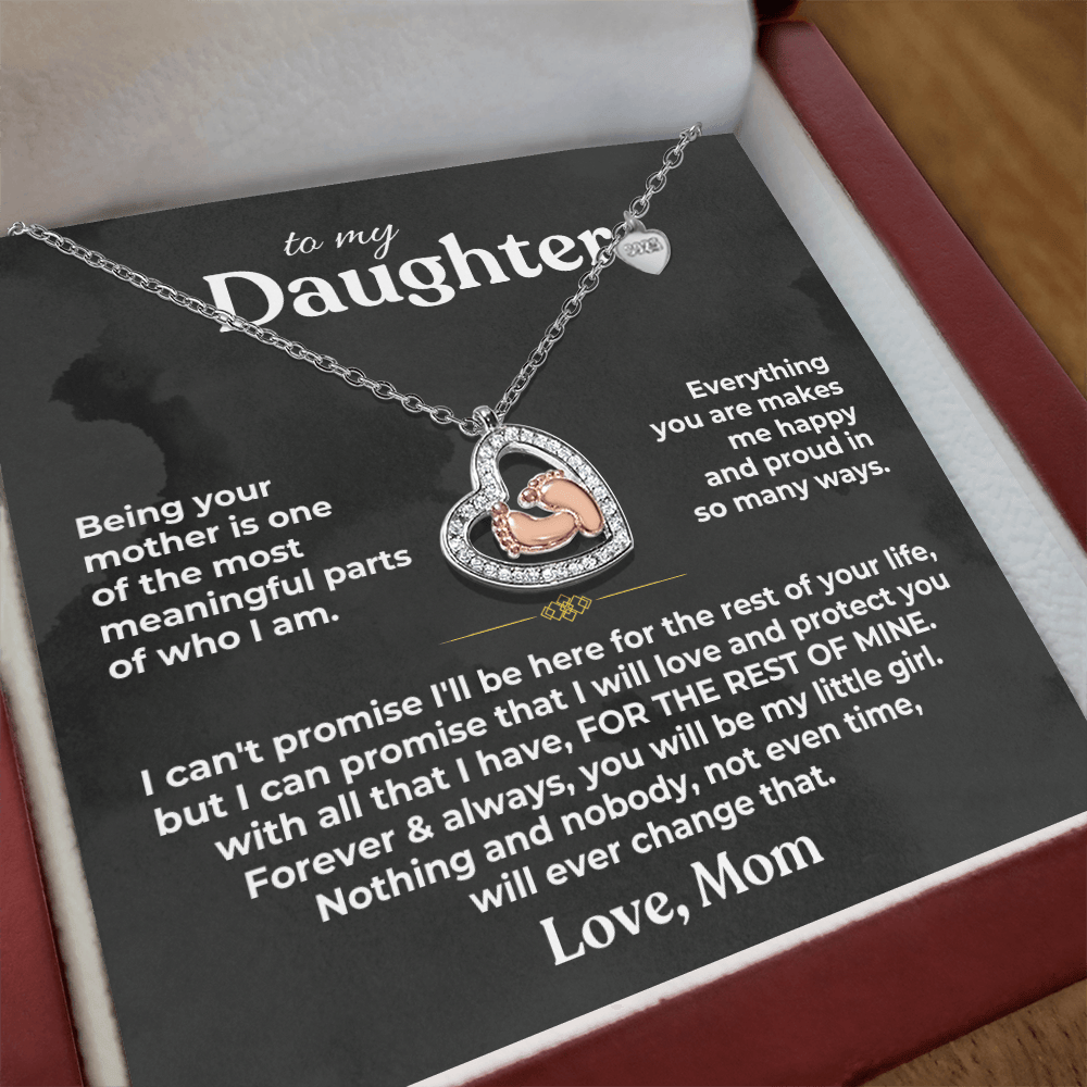 To My Daughter - Being Your Mom - .925 Baby Feet Necklace Gift Set - SS622M