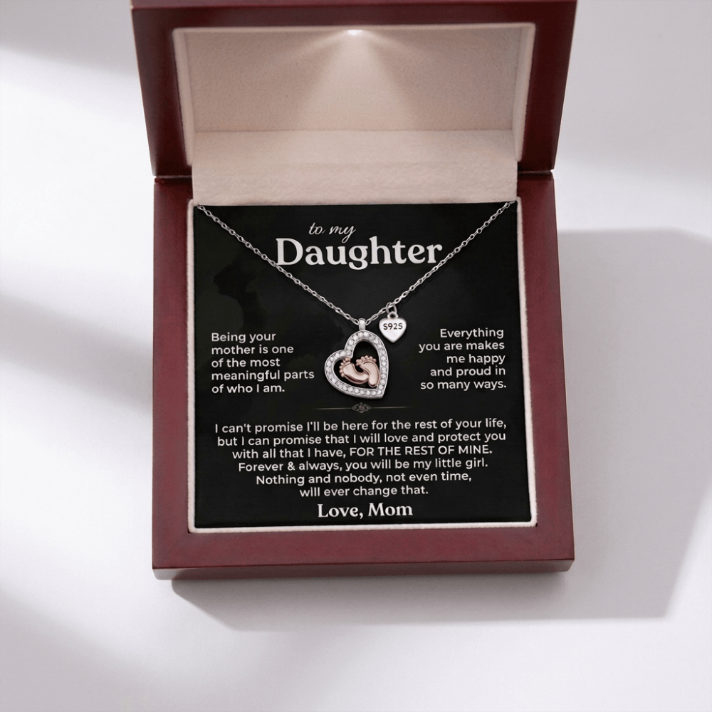 To My Daughter - Being Your Mom - .925 Baby Feet Necklace Gift Set - SS622M