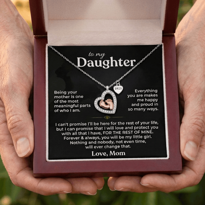 To My Daughter - Being Your Mom - .925 Baby Feet Necklace Gift Set - SS622M