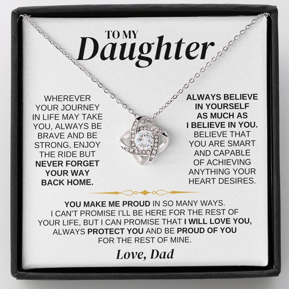 To My Daughter - Dad - Love Knot Necklace Gift Set - SS318V4