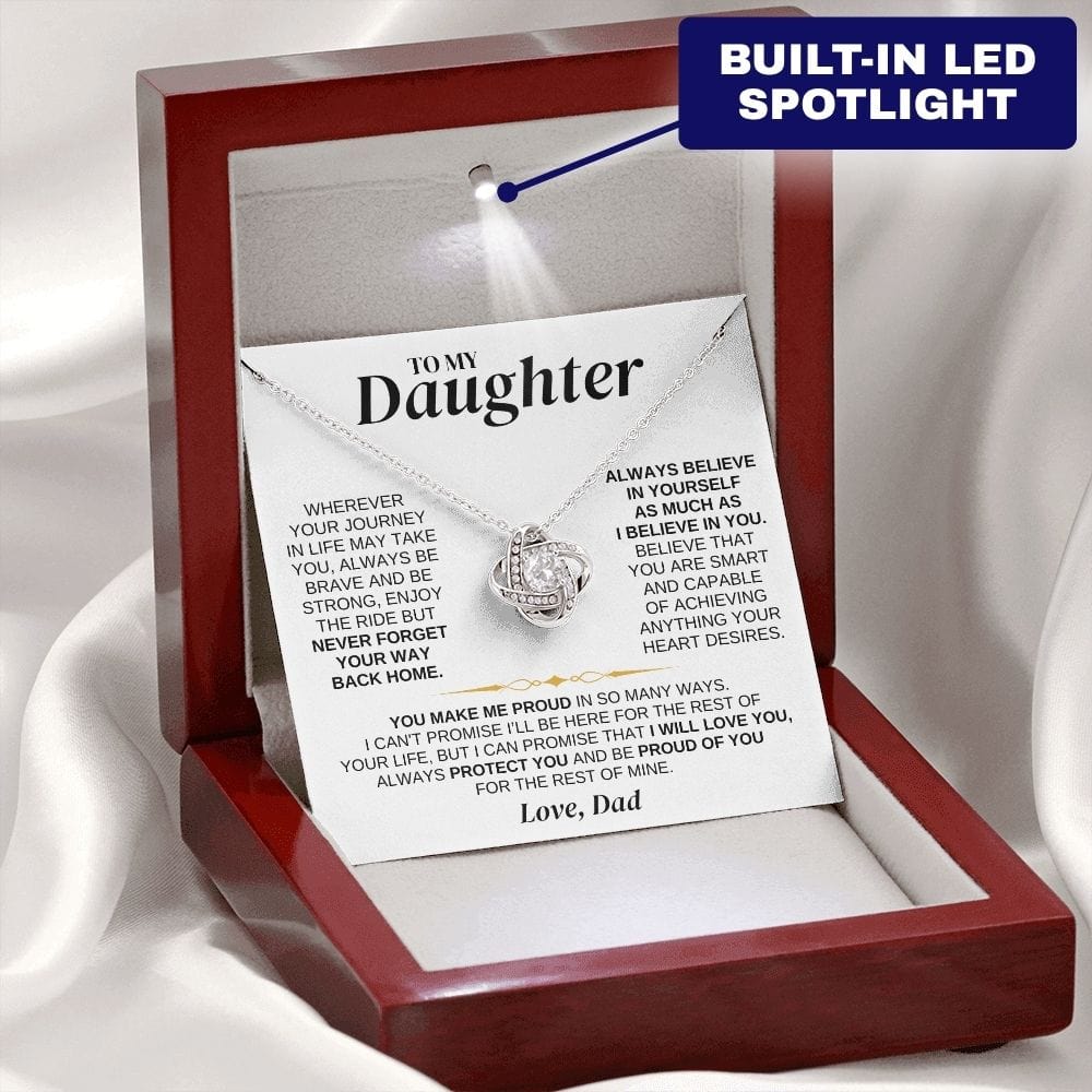 To My Daughter - Dad - Love Knot Necklace Gift Set - SS318V4