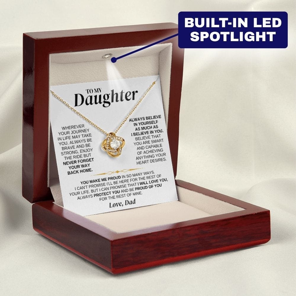 To My Daughter - Dad - Love Knot Necklace Gift Set - SS318V4