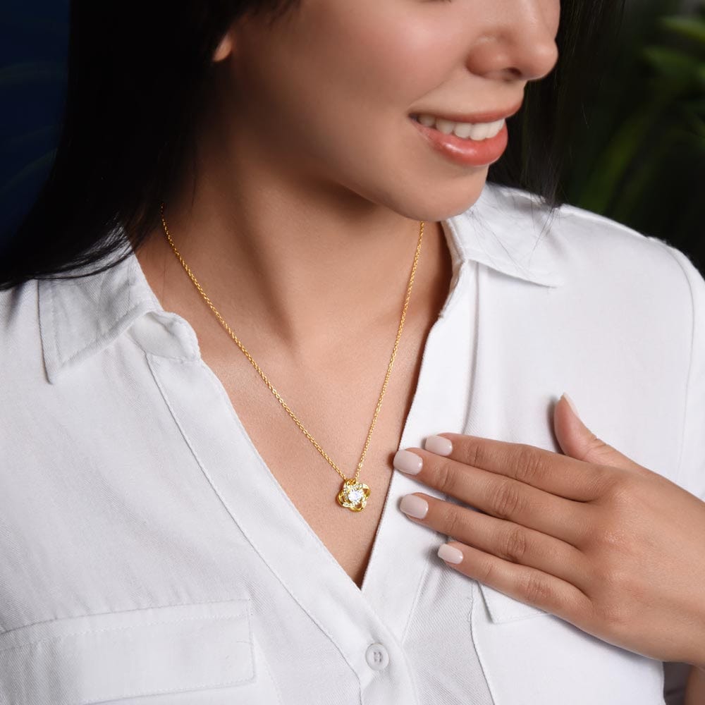 To My Daughter - Dad - Love Knot Necklace Gift Set - SS318V4