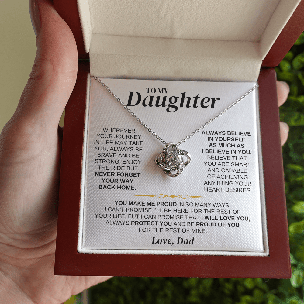 To My Daughter - Dad - Love Knot Necklace Gift Set - SS318V4