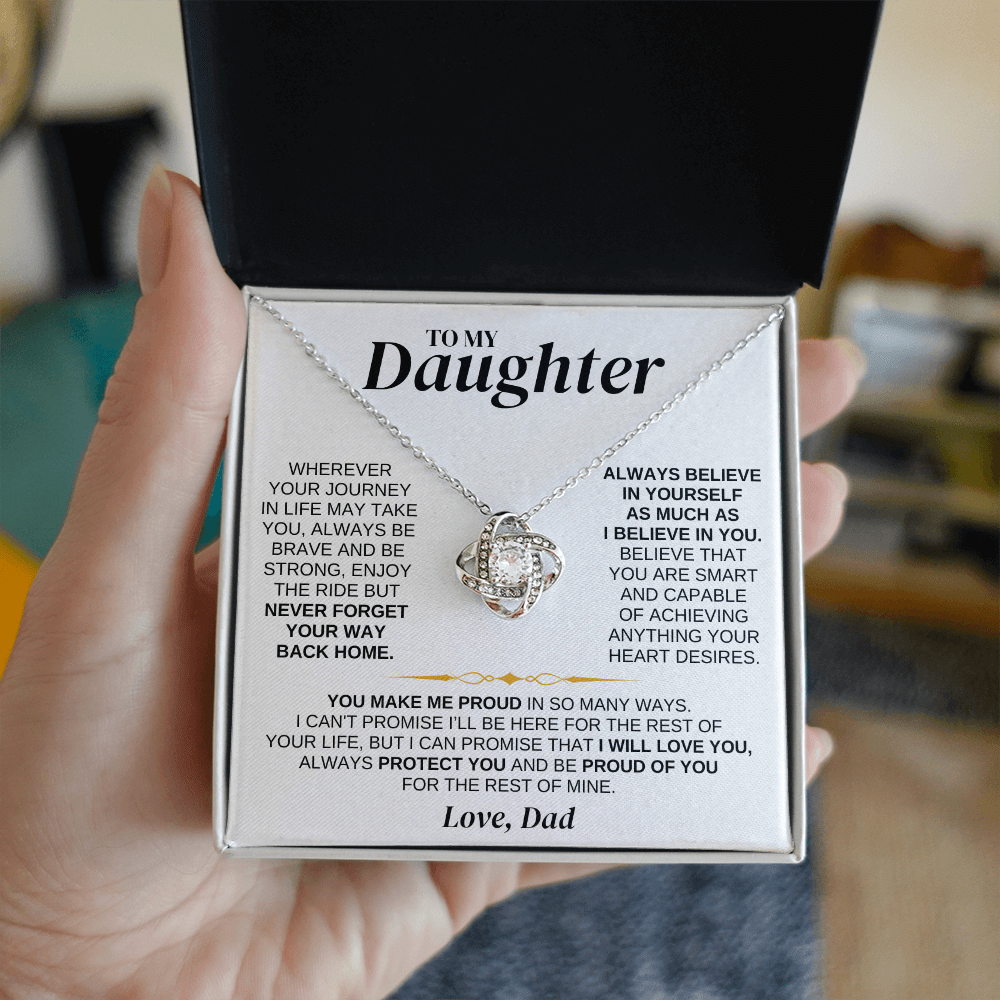 To My Daughter - Dad - Love Knot Necklace Gift Set - SS318V4