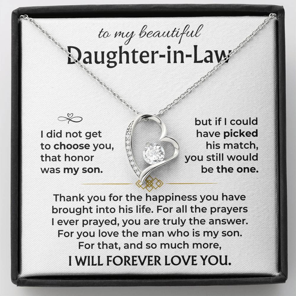 Daughter-in-law Forever Love heart necklace with keepsake message card