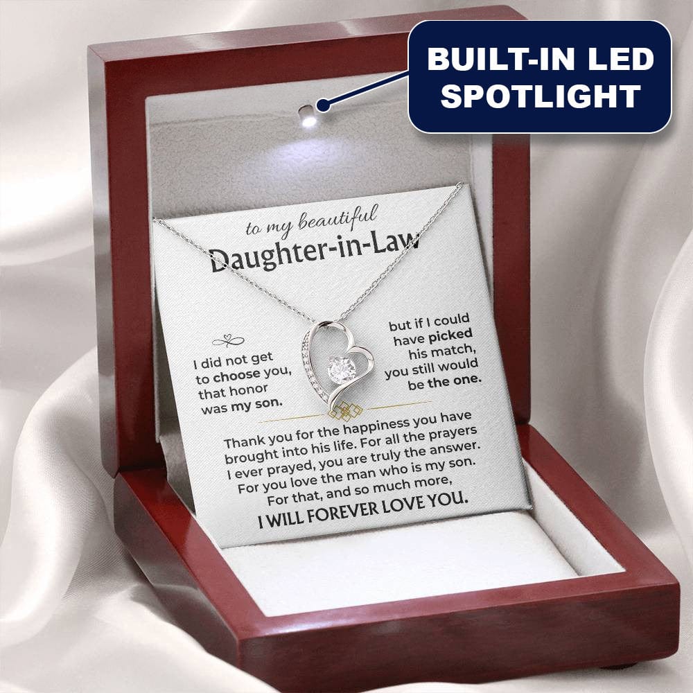 Forever Love necklace in the mahogany style luxury box with LED