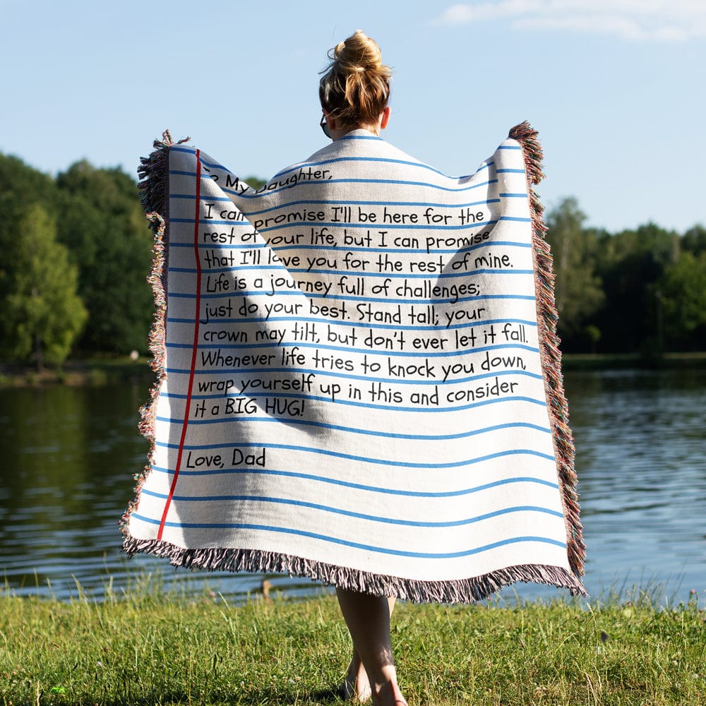 To My Daughter - Love Dad - Giant Love Note - Premium Woven Blanket - WB02