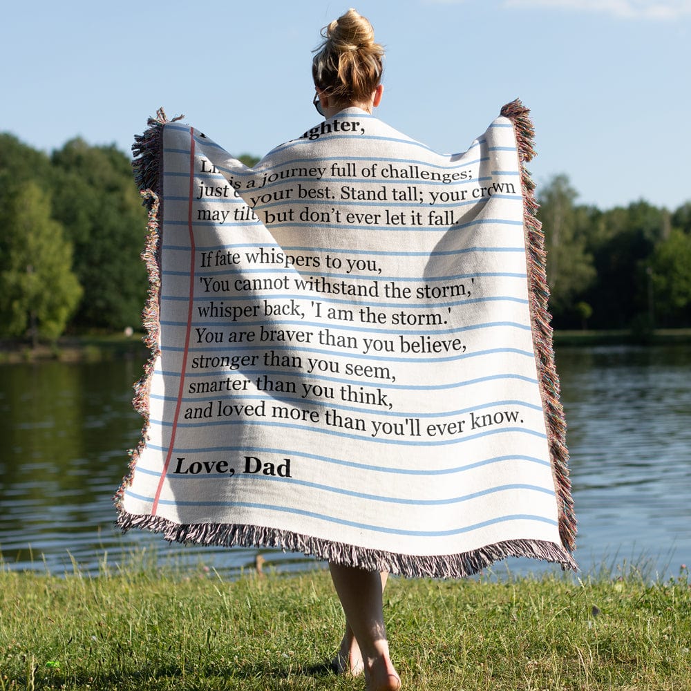 To My Daughter - Love Dad - Giant Love Note - Premium Woven Blanket - WB04