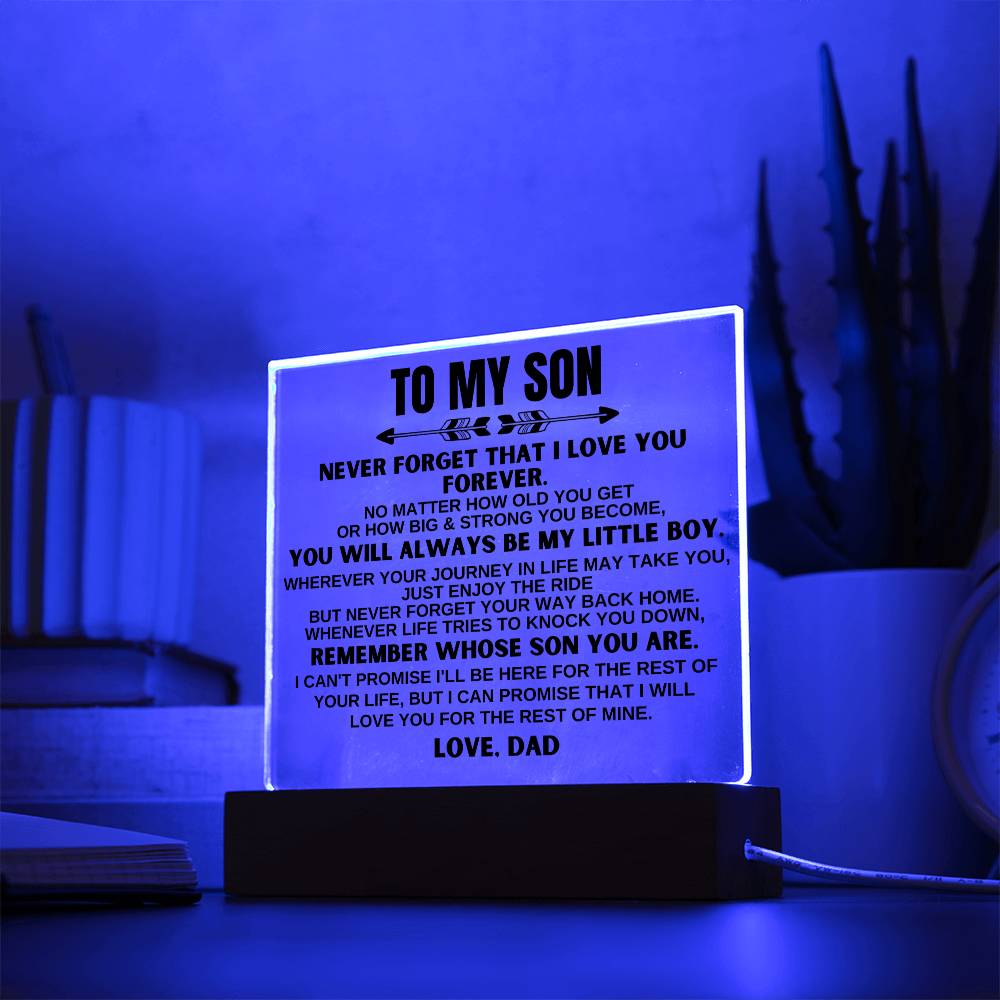 To My Son | Love Dad | LED-Lit Acrylic Plaque - AC21