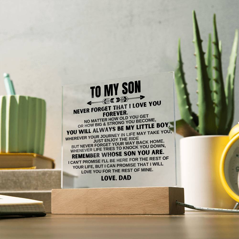 To My Son | Love Dad | LED-Lit Acrylic Plaque - AC21