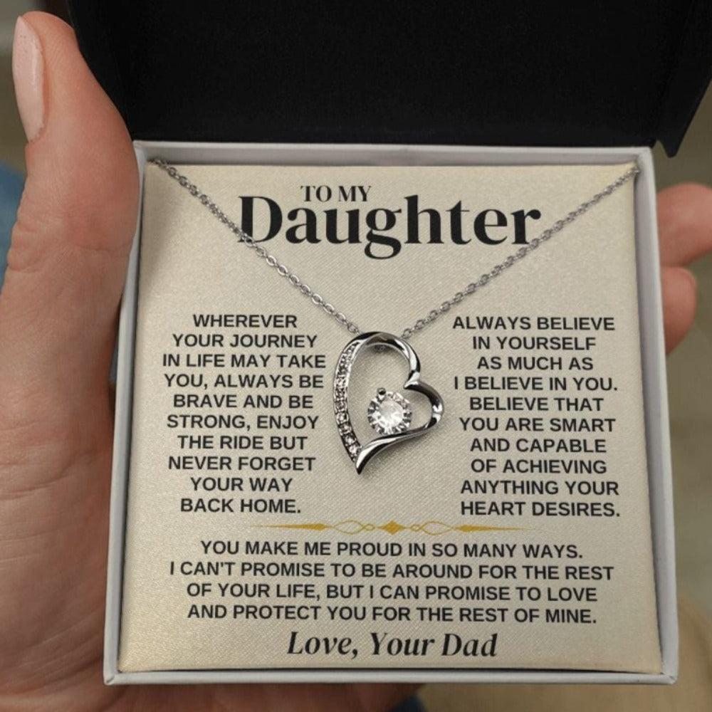 Daughter Necklace Gift Set From Dad With Message Card
