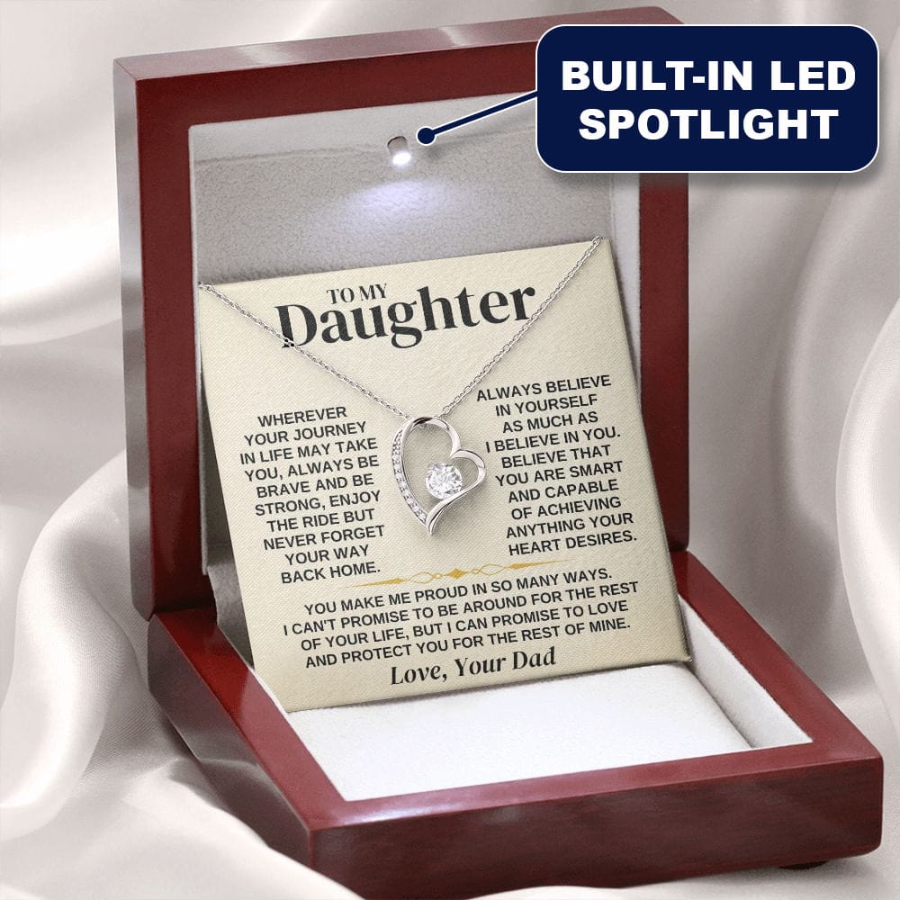 Daughter Necklace Gift Set From Dad With Message Card