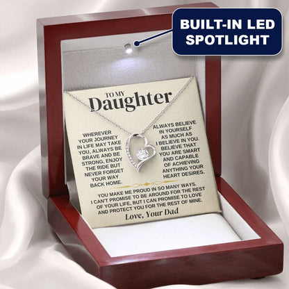 Daughter Necklace Gift Set From Dad With Message Card
