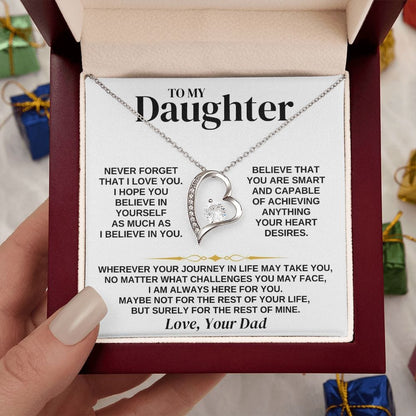 Daughter Necklace Gift Set From Dad With Message Card