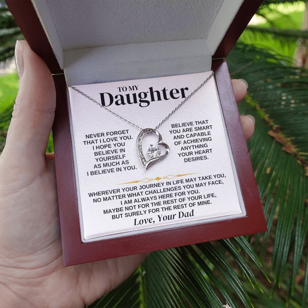 Daughter Necklace Gift Set From Dad With Message Card