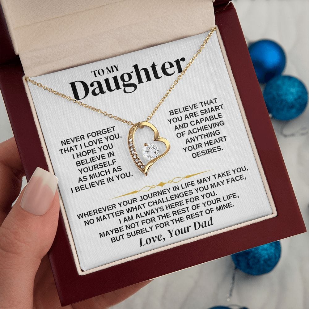 Daughter Necklace Gift Set From Dad With Message Card