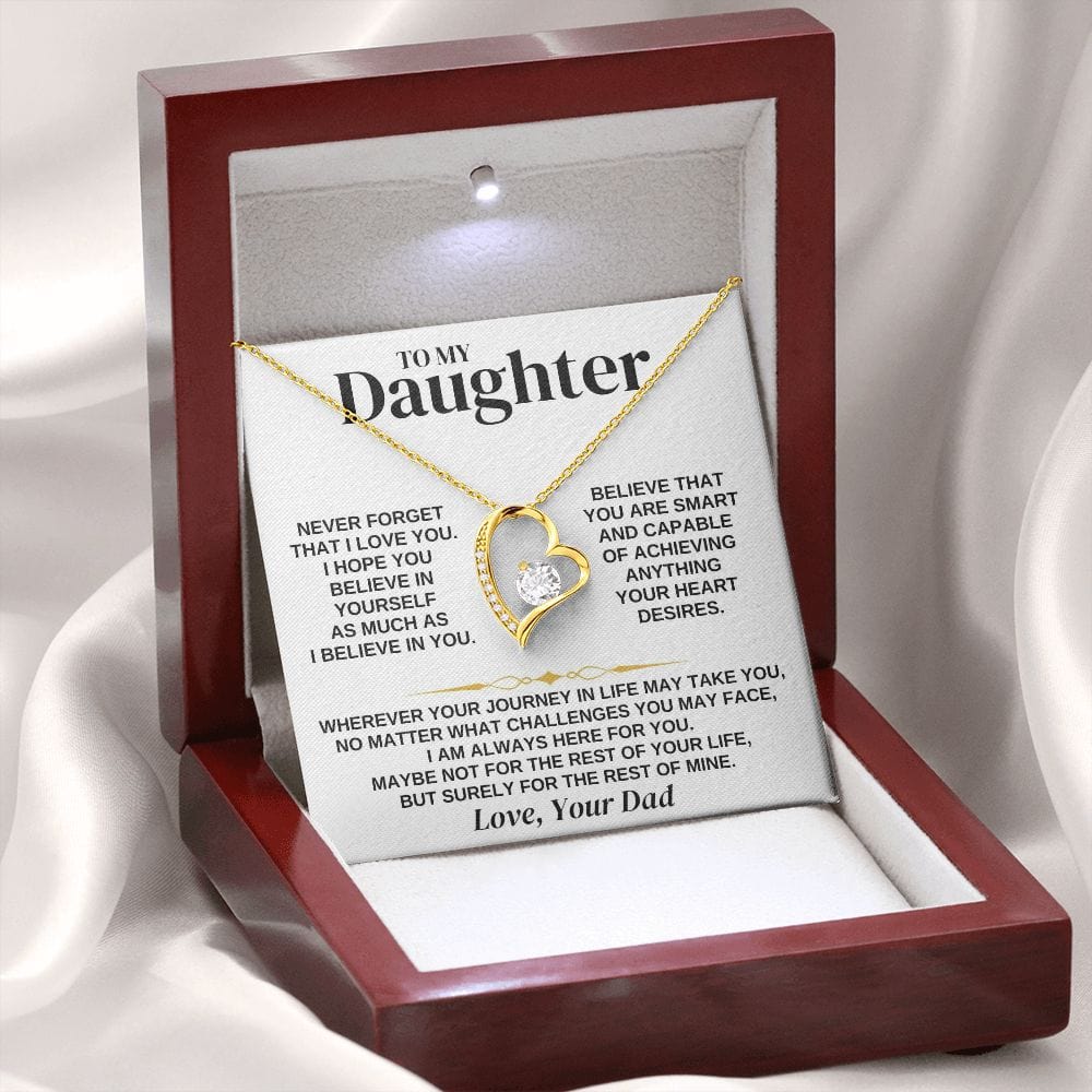 Daughter Necklace Gift Set From Dad With Message Card