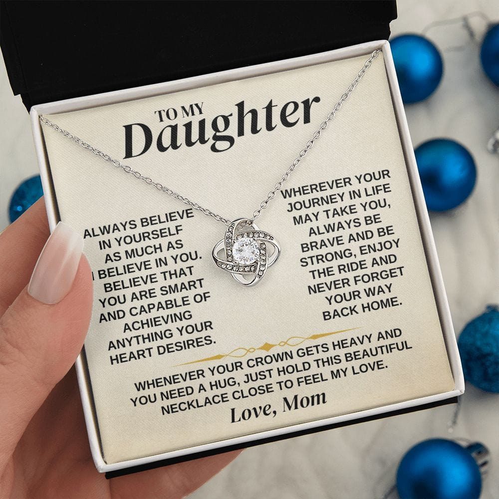 To My Daughter - Mom - Love Knot Necklace Gift Set - SS336
