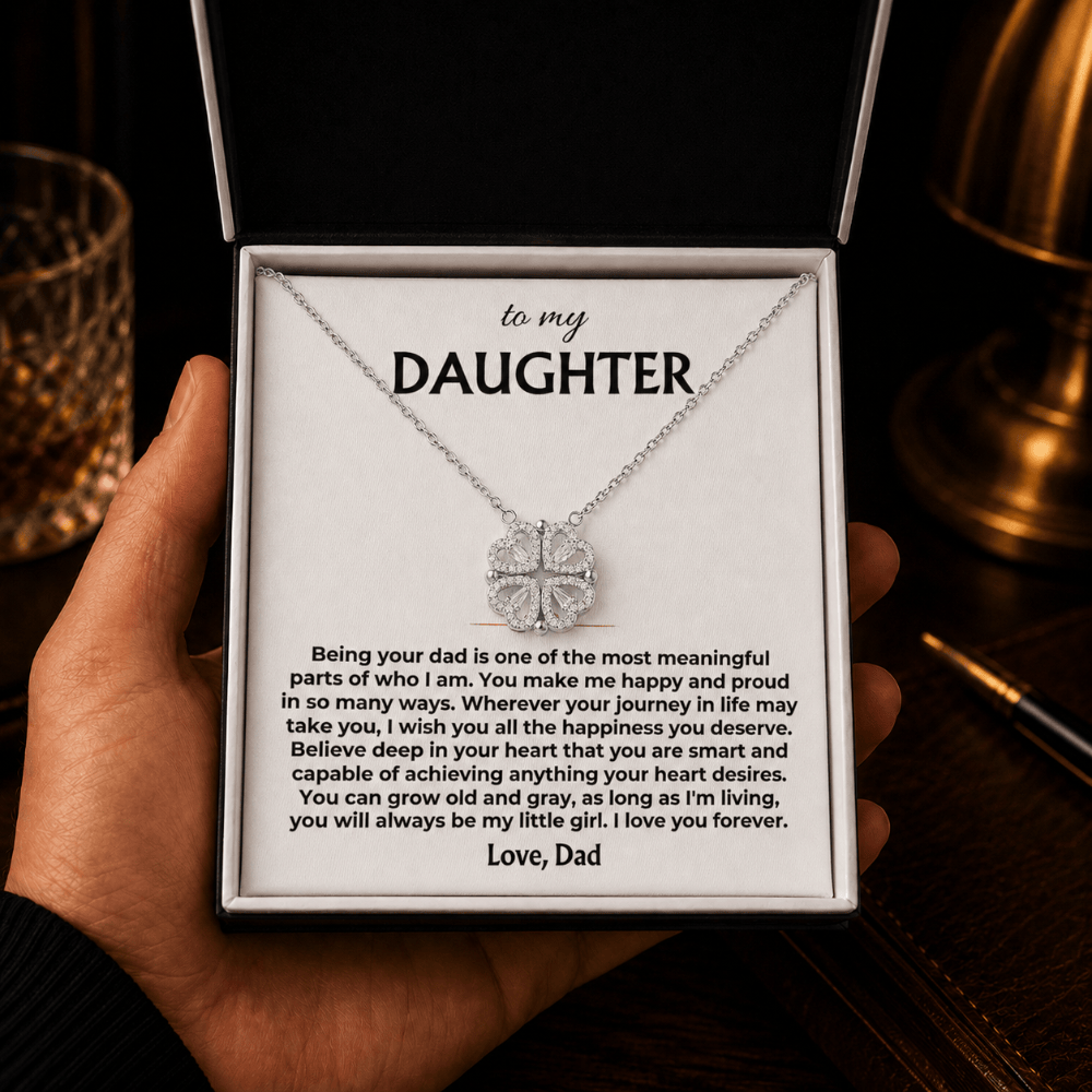 To My Daughter - You Make Me Happy - Love, Dad - Magnetic Hearts Necklace Gift Set - SS621