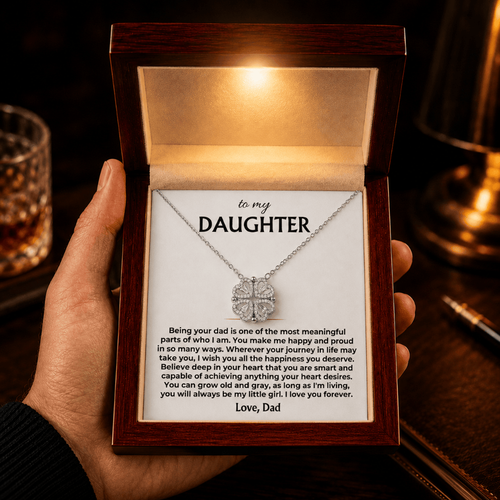 To My Daughter - You Make Me Happy - Love, Dad - Magnetic Hearts Necklace Gift Set - SS621