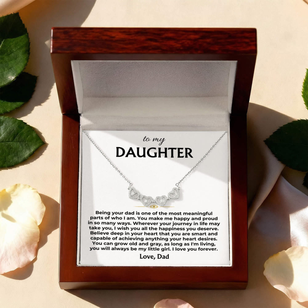 To My Daughter - You Make Me Happy - Love, Dad - Magnetic Hearts Necklace Gift Set - SS621