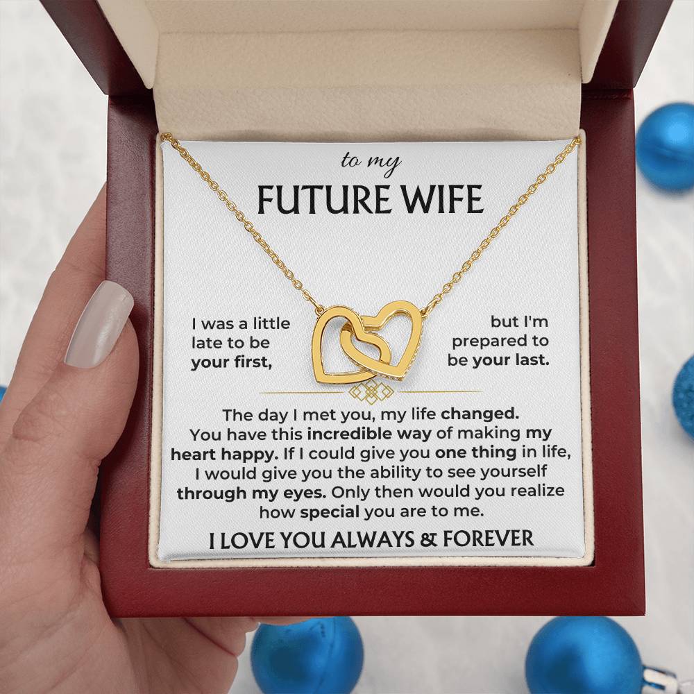 To My Future Wife - 18k Interlocked-Hearts Necklace Gift Set - SS503V2