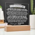 To My Granddaughter - "Always keep me in your heart" - Acrylic Plaque with LED-Lit Wood Base - AC40