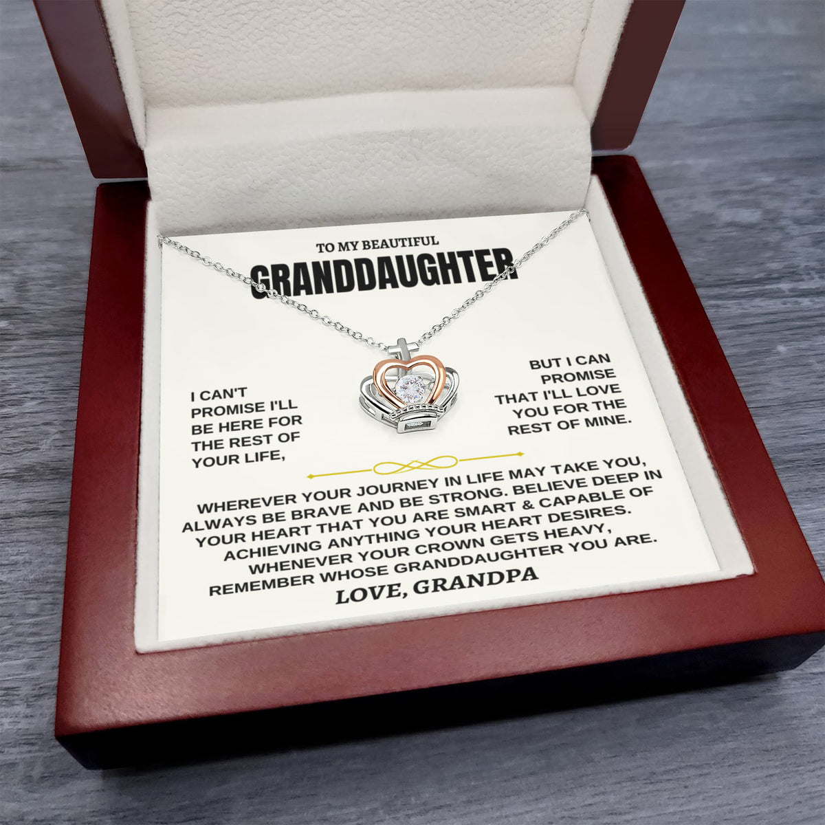 To My Granddaughter - Crown Pendant Necklace - Gift Set - SS117