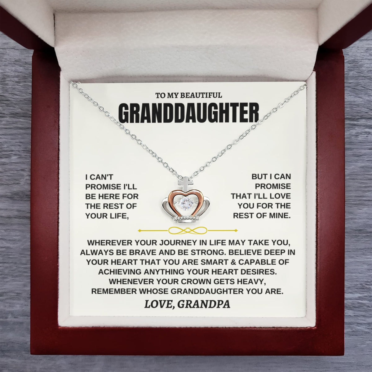 To My Granddaughter - Crown Pendant Necklace - Gift Set - SS117