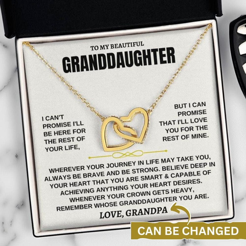 Granddaughter forever linked hearts necklace with keepsake message card
