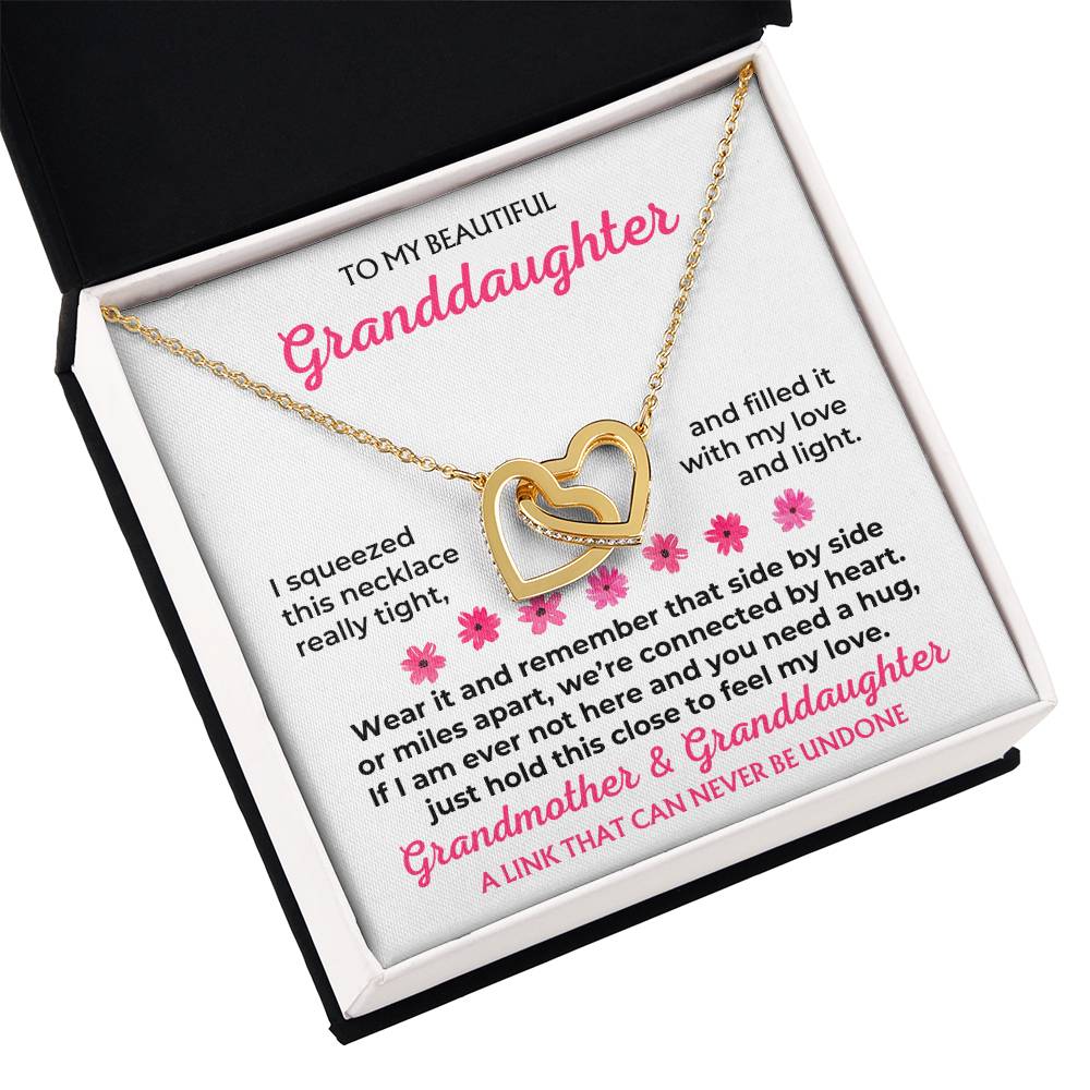 To My Granddaughter - 18k Gold Forever Linked Hearts Necklace - Gift Set - SS588
