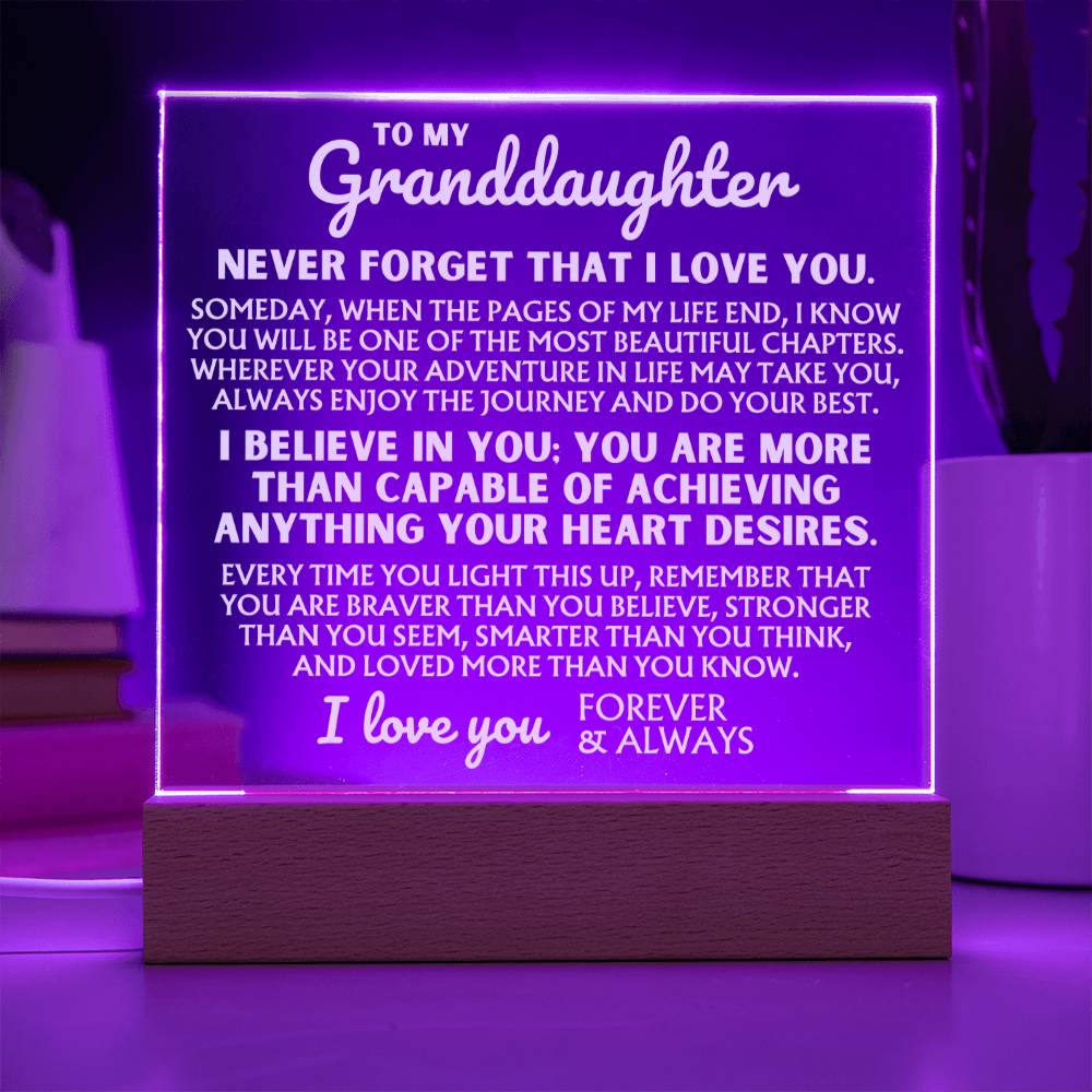 To My Granddaughter - "I Believe In You" - Acrylic Lamp ❤️ - AC45
