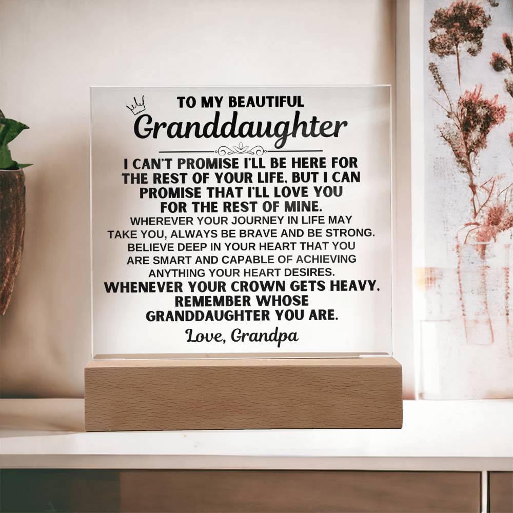 To My Granddaughter - Love Grandpa - LED-Lit Acrylic Plaque - AC26